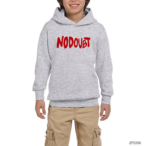 No Doubt Text Gri Çocuk Kapşonlu Sweatshirt