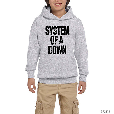 System of a Down Gri Çocuk Kapşonlu Sweatshirt