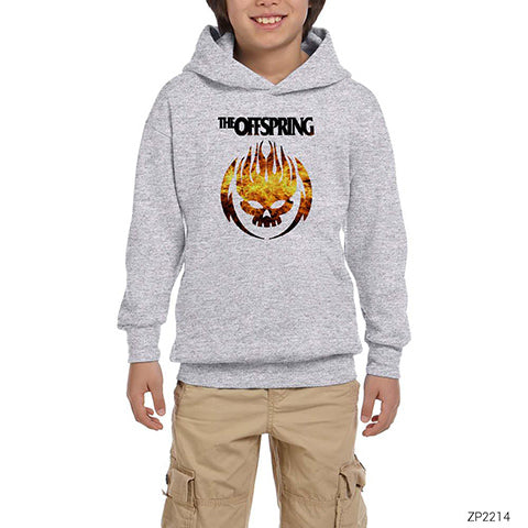 The Offspring Fire Skull Gri Çocuk Kapşonlu Sweatshirt