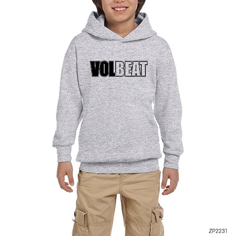 Volbeat Text Gri Çocuk Kapşonlu Sweatshirt