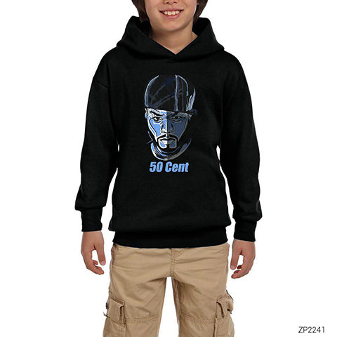 50 Cent Face Siyah Çocuk Kapşonlu Sweatshirt