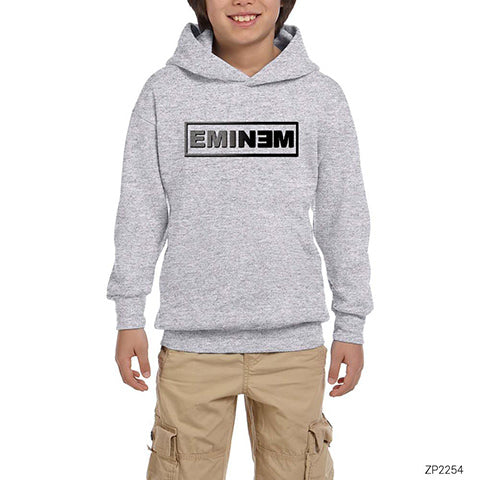 Eminem Logo Gri Çocuk Kapşonlu Sweatshirt