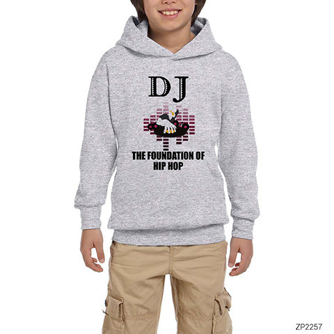 Hip-Hop Dj Gri Çocuk Kapşonlu Sweatshirt