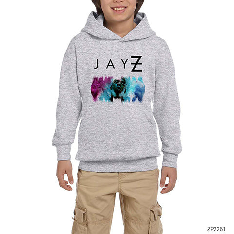 Jay-Z Colorful Cloud Gri Çocuk Kapşonlu Sweatshirt