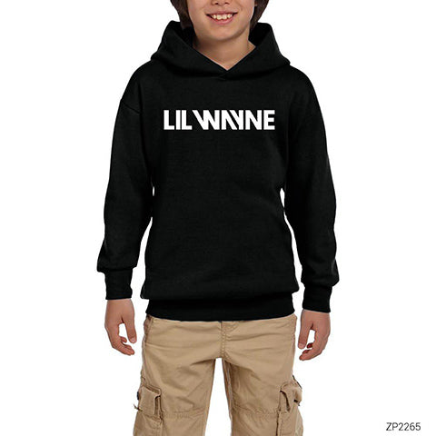 Lil Wayne Text Siyah Çocuk Kapşonlu Sweatshirt