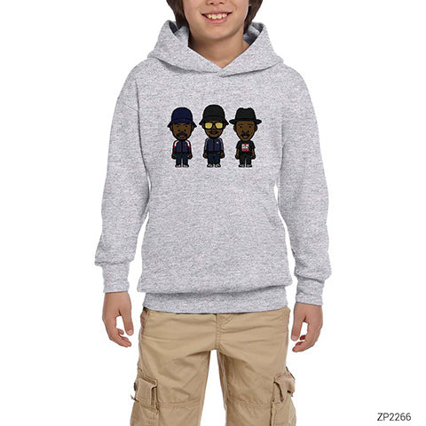 Run Dmc Cartoon Gri Çocuk Kapşonlu Sweatshirt