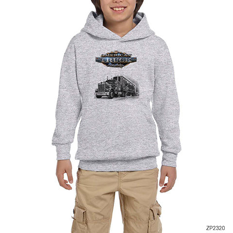 American Truck Simulator Longway Gri Çocuk Kapşonlu Sweatshirt