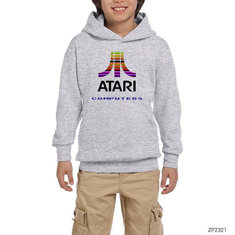 Atari 8bit Gri Çocuk Kapşonlu Sweatshirt