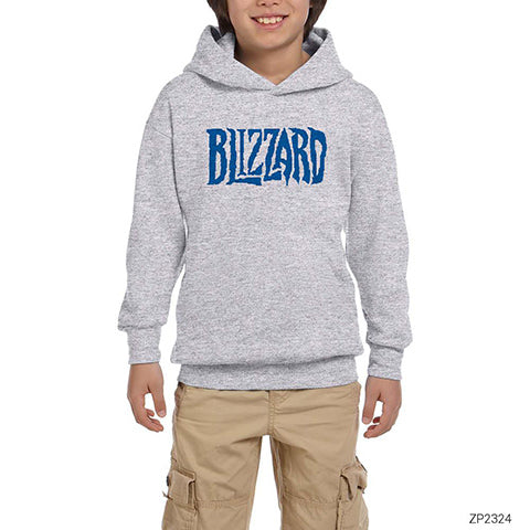 Blizzard Logo Gri Çocuk Kapşonlu Sweatshirt