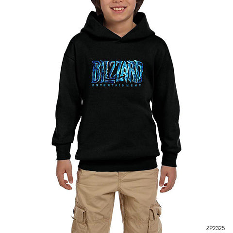 Blizzard Logo 2 Siyah Çocuk Kapşonlu Sweatshirt