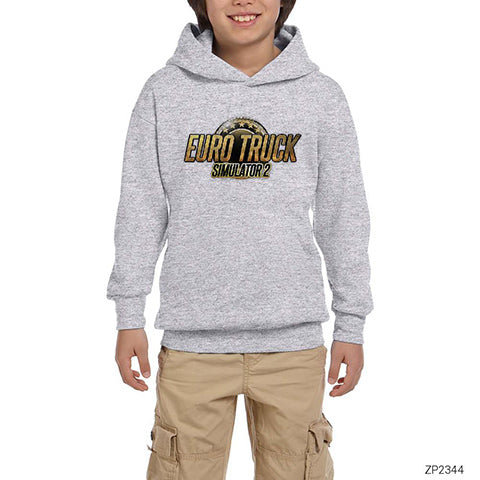 Euro Truck Simulator 2 Gri Çocuk Kapşonlu Sweatshirt