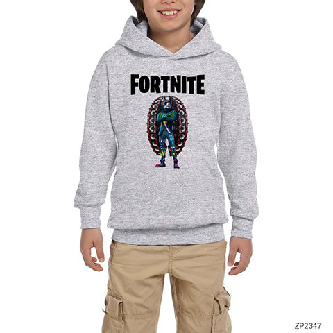 Fortnite Dj Yonde Gri Çocuk Kapşonlu Sweatshirt