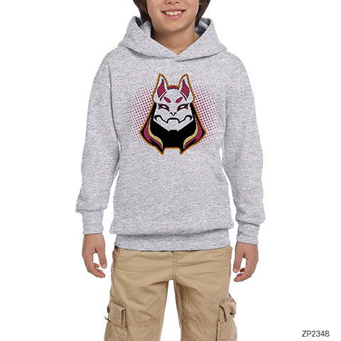 Fortnite Drift Chibi Gri Çocuk Kapşonlu Sweatshirt