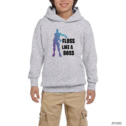 Fortnite Floss Like a Boss Gri Çocuk Kapşonlu Sweatshirt