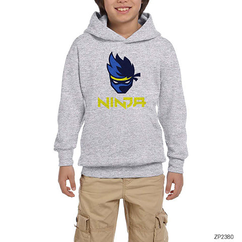 Ninja Streamer Gri Çocuk Kapşonlu Sweatshirt