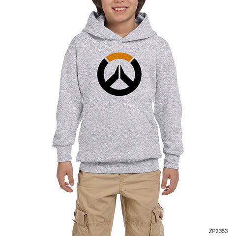 Overwatch Logo Gri Çocuk Kapşonlu Sweatshirt