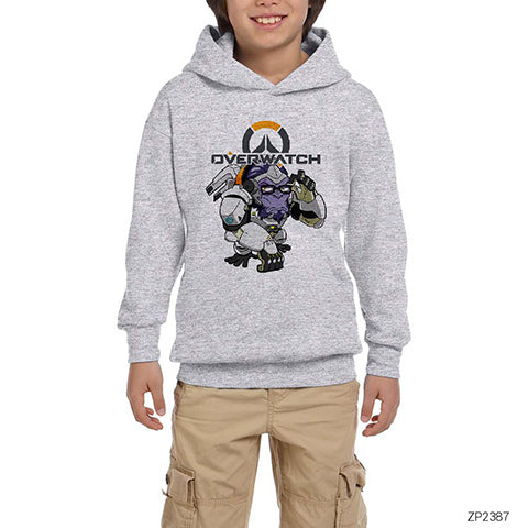 Overwatch Winston Tee Gri Çocuk Kapşonlu Sweatshirt