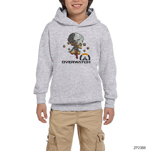 Overwatch Zenyatta Cute Gri Çocuk Kapşonlu Sweatshirt