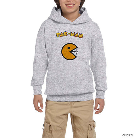 Pac-man Gri Çocuk Kapşonlu Sweatshirt