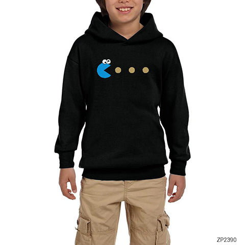 Pac-man Blue Siyah Çocuk Kapşonlu Sweatshirt