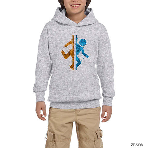 Portal 2 Co-Op Gri Çocuk Kapşonlu Sweatshirt