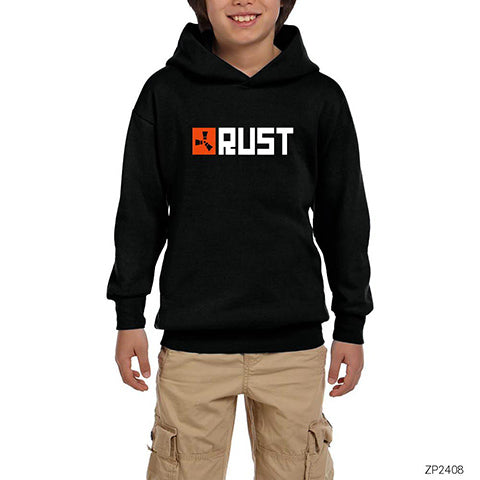 Rust Logo 1 Siyah Çocuk Kapşonlu Sweatshirt