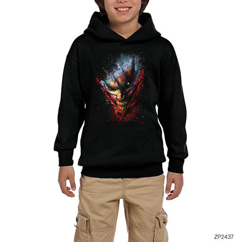 Joker Splash Siyah Çocuk Kapşonlu Sweatshirt