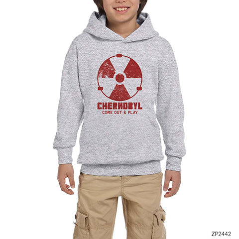 Chernobyl Come Out Play Gri Çocuk Kapşonlu Sweatshirt