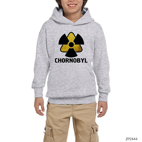Chernobyl Radioactive Gri Çocuk Kapşonlu Sweatshirt