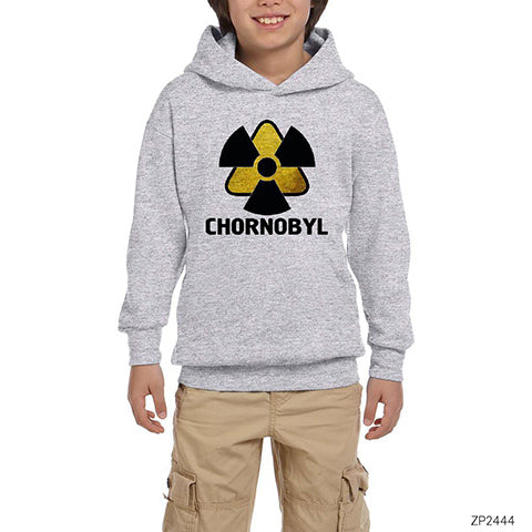 Chernobyl Radioactive Gri Çocuk Kapşonlu Sweatshirt