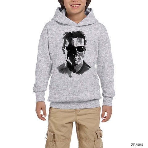 Terminator Arnold Schwarzenegger Paint Gri Çocuk Kapşonlu Sweatshirt