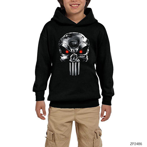 Terminator Punisher Siyah Çocuk Kapşonlu Sweatshirt