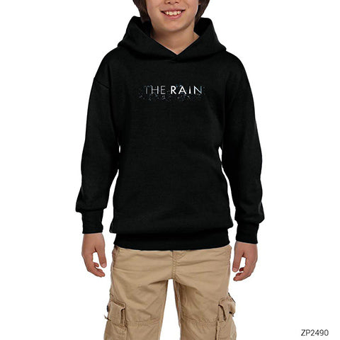 The Rain Logo Siyah Çocuk Kapşonlu Sweatshirt