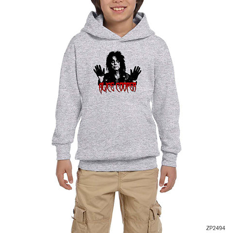 Alice Cooper Confused Gri Çocuk Kapşonlu Sweatshirt