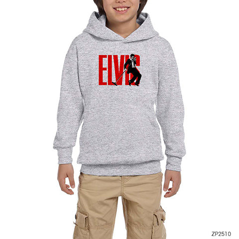 Elvis Logo Gri Çocuk Kapşonlu Sweatshirt