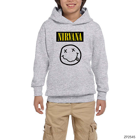 Nirvana Smile Gri Çocuk Kapşonlu Sweatshirt