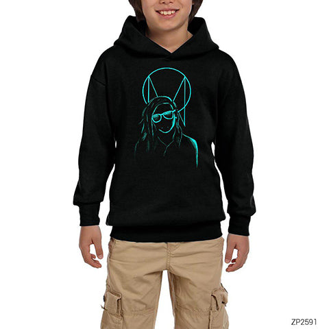 Skrillex Silliuette Siyah Çocuk Kapşonlu Sweatshirt