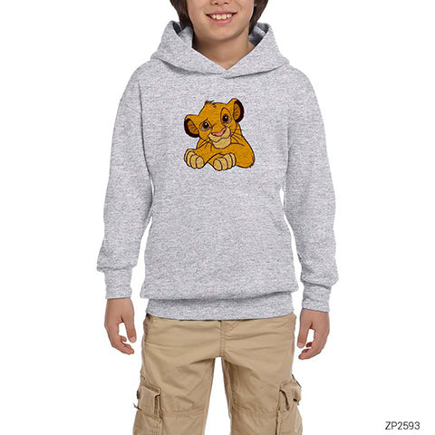 Aslan Kral Minik Simba Gri Çocuk Kapşonlu Sweatshirt