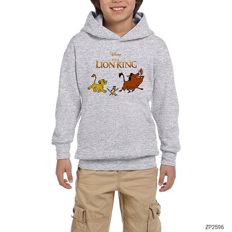 Aslan Kral Simba ve Arkadaşları Gri Çocuk Kapşonlu Sweatshirt