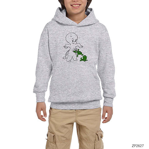 Casper And Frog Gri Çocuk Kapşonlu Sweatshirt