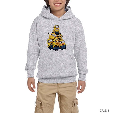 Despicable Me Minions Gri Çocuk Kapşonlu Sweatshirt