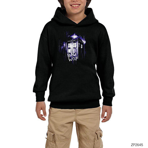 Doctor Who Police Box Siyah Çocuk Kapşonlu Sweatshirt