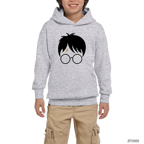 Harry Potter Head Gri Çocuk Kapşonlu Sweatshirt