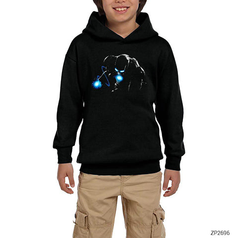 Iron Man in the Dark Siyah Çocuk Kapşonlu Sweatshirt