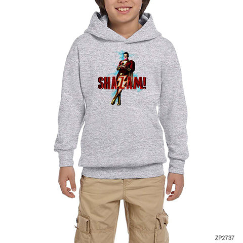 Shazam Man Gri Çocuk Kapşonlu Sweatshirt