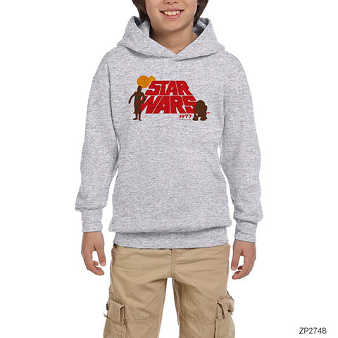 Star Wars 1977 Gri Çocuk Kapşonlu Sweatshirt