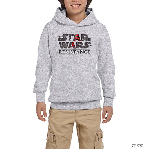 Star Wars Logo Gri Çocuk Kapşonlu Sweatshirt
