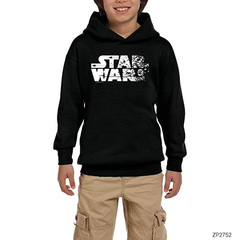 Star Wars Logo 2 Siyah Çocuk Kapşonlu Sweatshirt