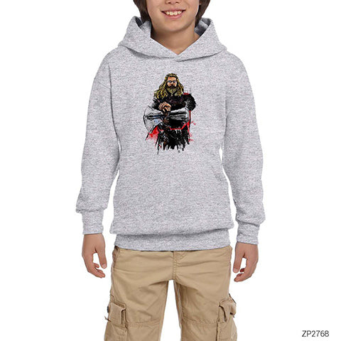 Thor And StormBreaker Gri Çocuk Kapşonlu Sweatshirt