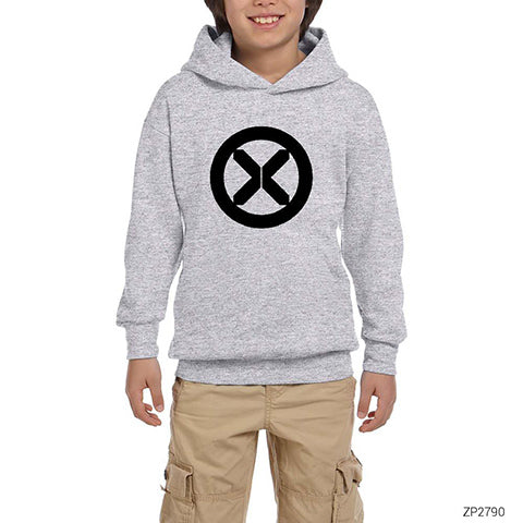 X-men Logo Gri Çocuk Kapşonlu Sweatshirt